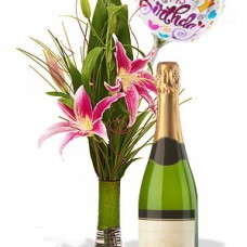 Oriental Lily Package with White wine and balloon